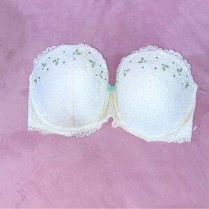Victoria’s Secret Dream Angel Multi Way Bra Lace 32DDD 32F Rhinestone White Mint